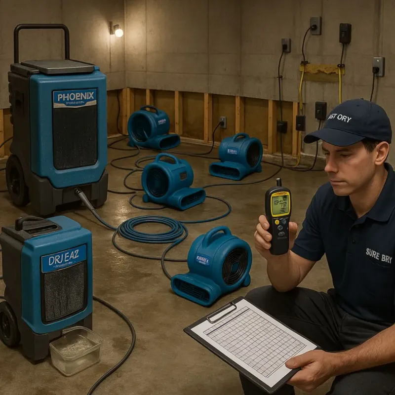 Structural Drying and Dehumidification process in Higganum, CT